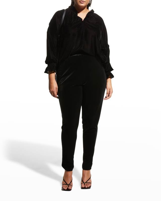 Plus Size Stretch Velvet Slim Legging Pants